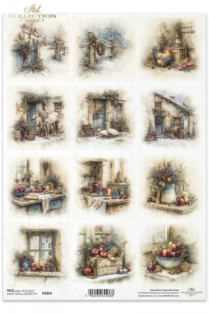 Decoupage Rice Paper - Christmas, FarmA4