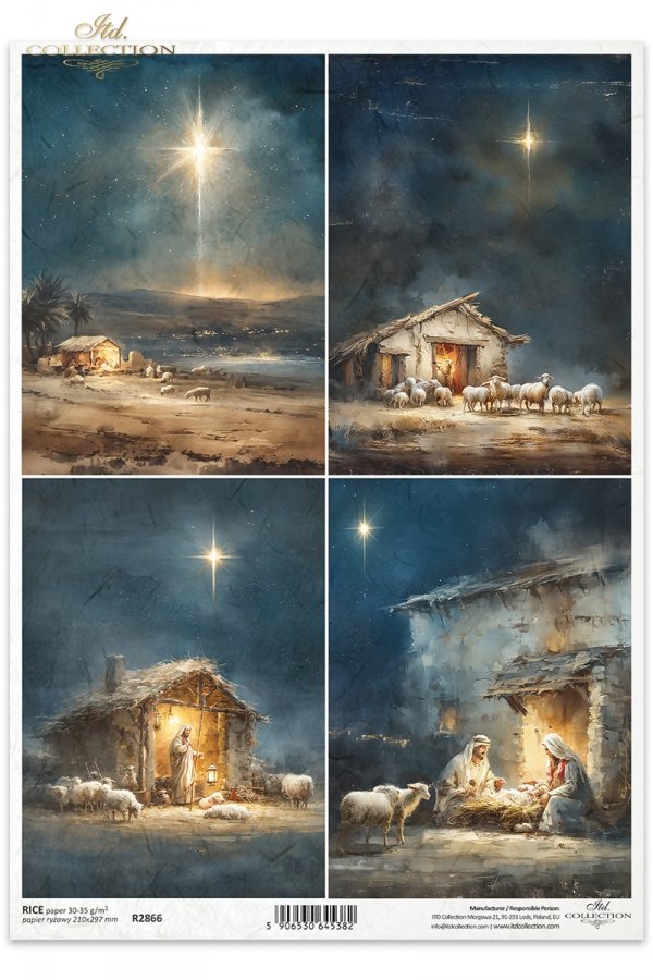 Decoupage Rice Paper - Christmas, MangerA4