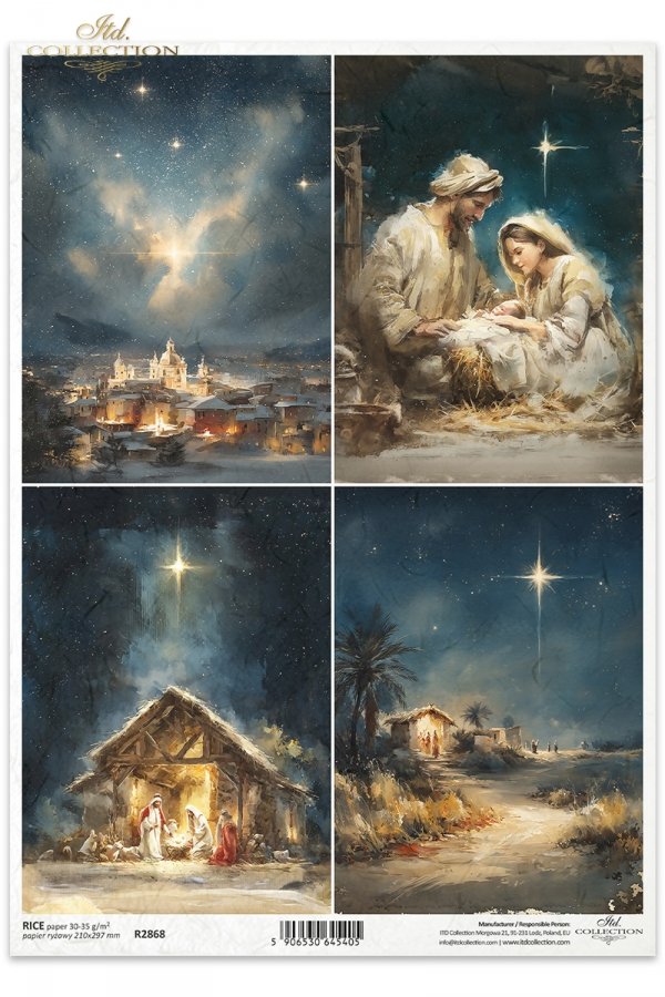 Decoupage Rice Paper - Christmas, Nativity IIIA4