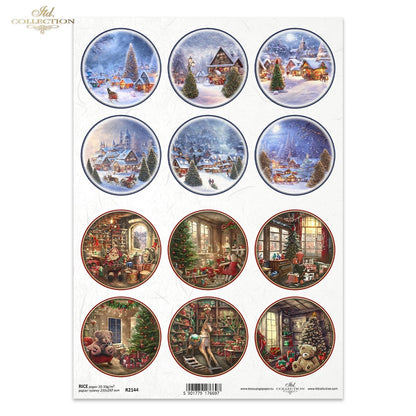 Decoupage Rice Paper - Christmas Rounds