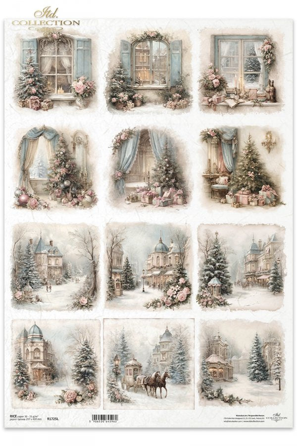 Decoupage Rice Paper - Christmas TownA3