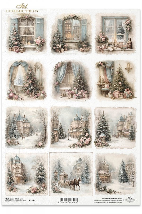Decoupage Rice Paper - Christmas TownA4