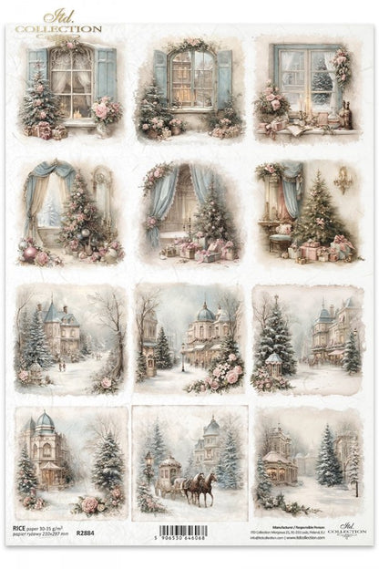 Decoupage Rice Paper - Christmas TownA4