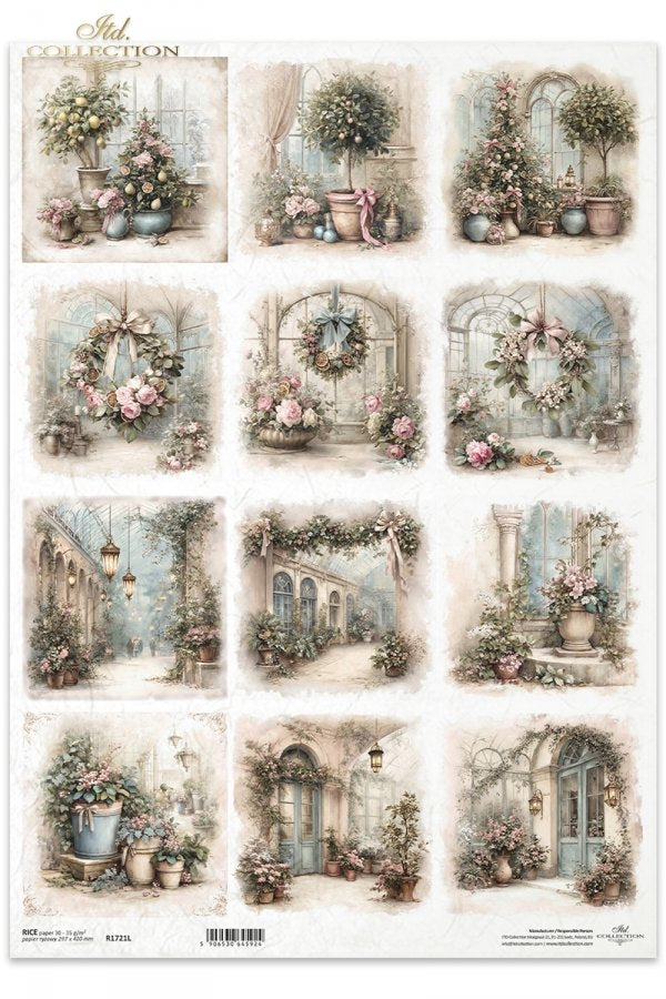 Decoupage Rice Paper - Christmas at the ConservatoryA3