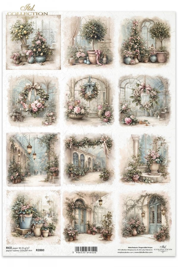 Decoupage Rice Paper - Christmas at the ConservatoryA4