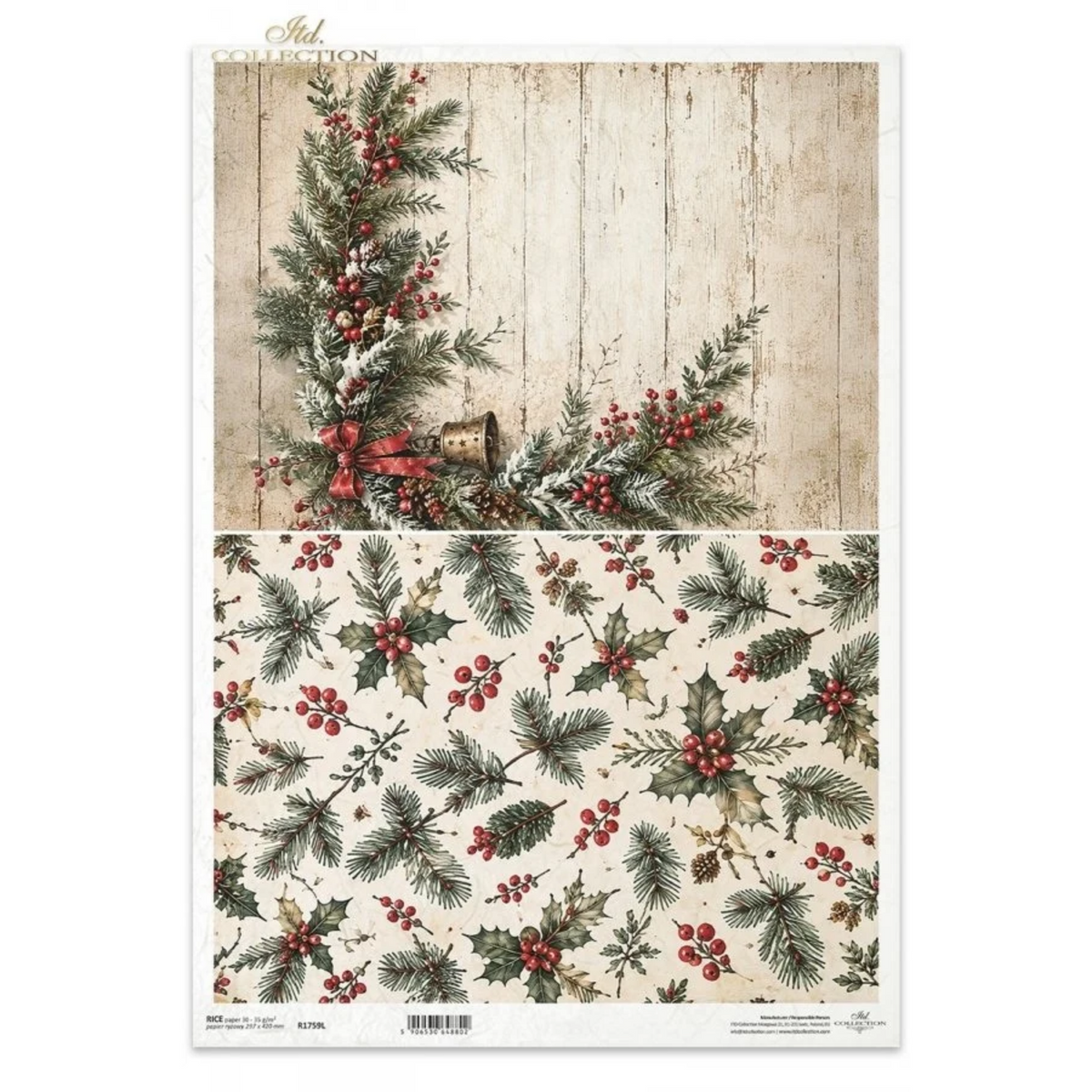 Decoupage Rice Paper - Country Christmas, GarlandA3