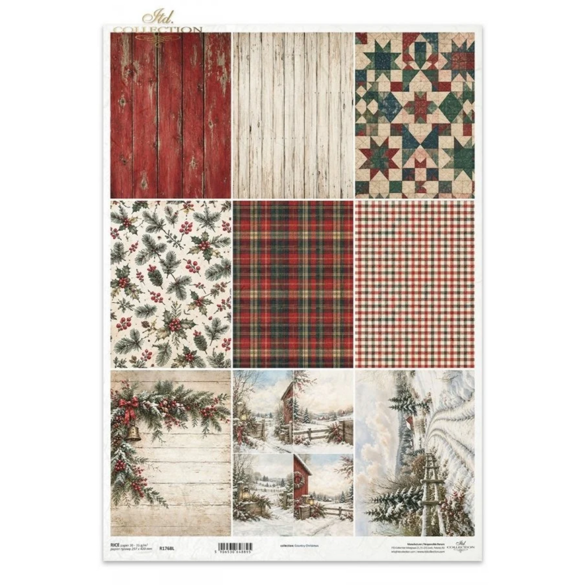 Decoupage Rice Paper - Country Christmas, MinisA3
