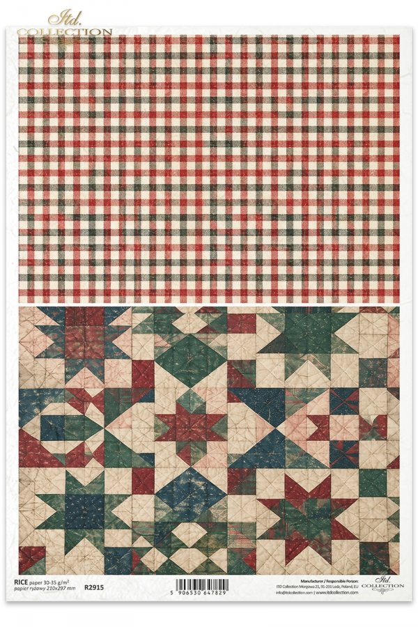 Decoupage Rice Paper - Country Christmas, QuiltA4