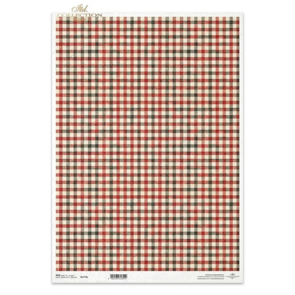 Decoupage Rice Paper - Country Christmas, Small PlaidA3
