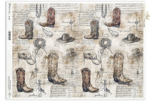 Decoupage Rice Paper - Cowboy WesternA3