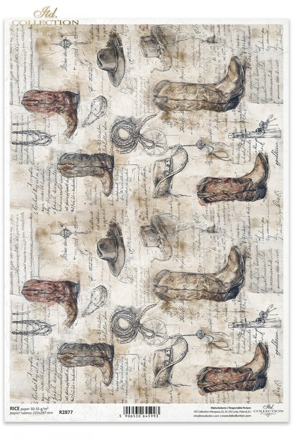 Decoupage Rice Paper - Cowboy WesternA4