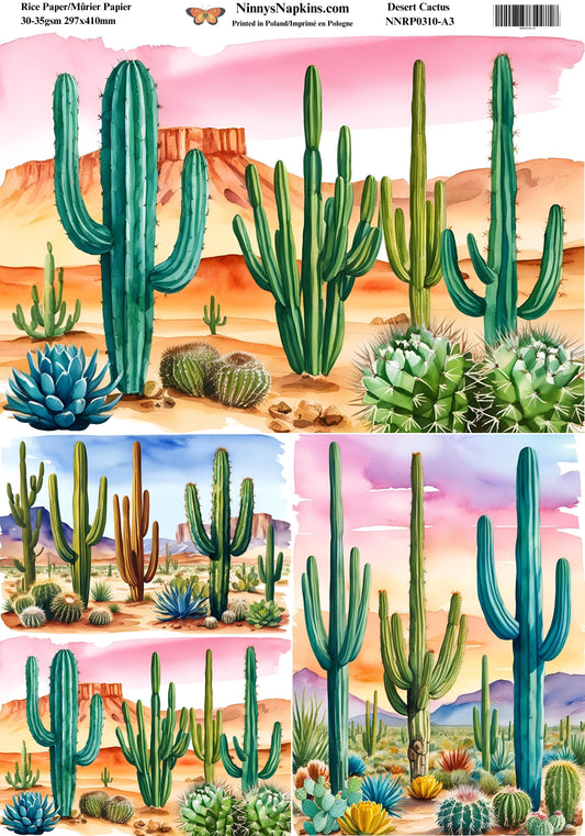 Decoupage Rice Paper - Desert Cactus