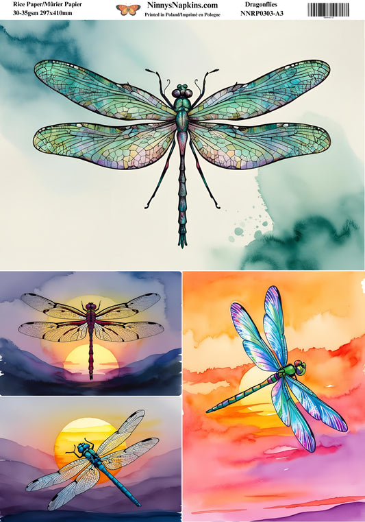 Decoupage Rice Paper - Dragonflies
