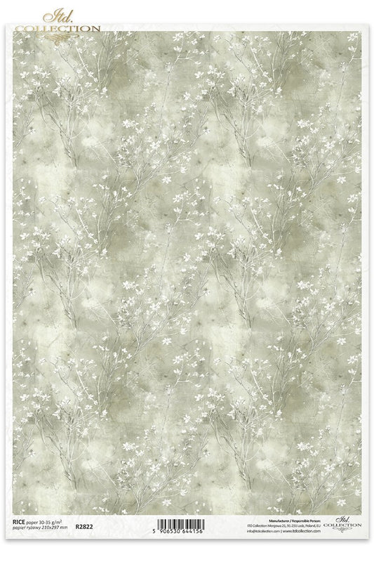 Decoupage Rice Paper - Dreamy Green Floral
