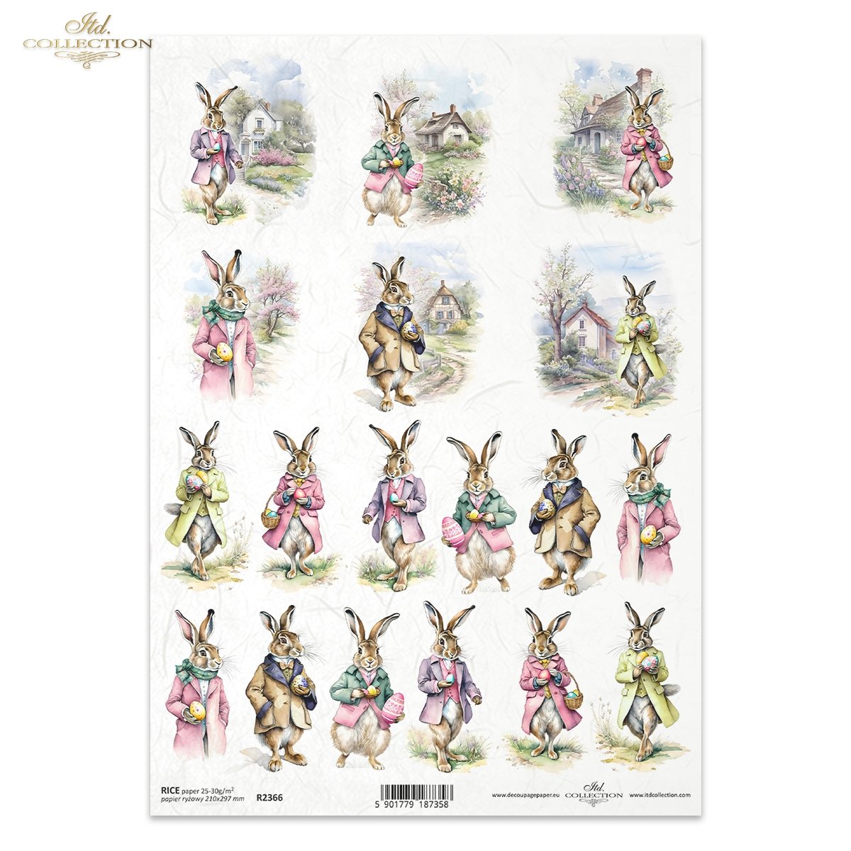 Decoupage Rice Paper - Easter Bunnies