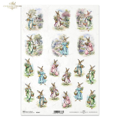 Decoupage Rice Paper - Easter Bunnies II