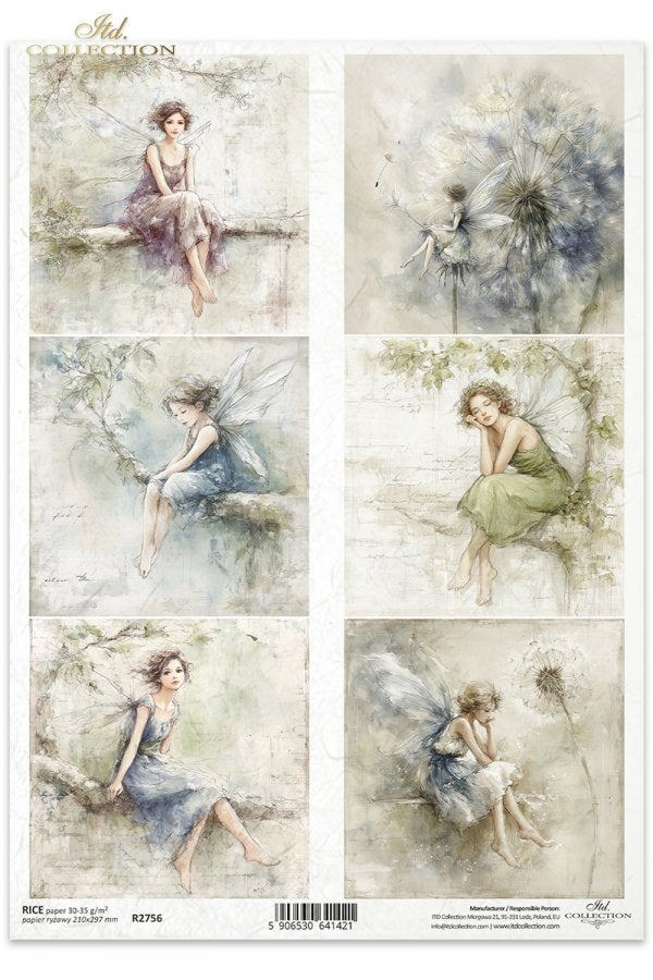 Decoupage Rice Paper - FairiesA4