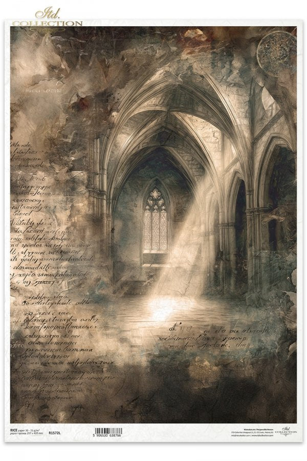 Decoupage Rice Paper - Forgotten Chapel A3