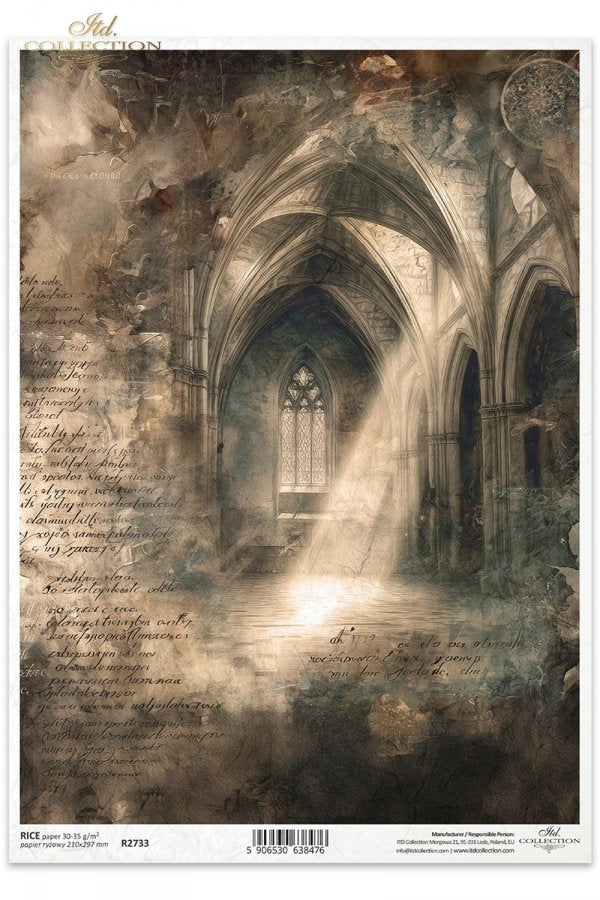 Decoupage Rice Paper - Forgotten Chapel A4