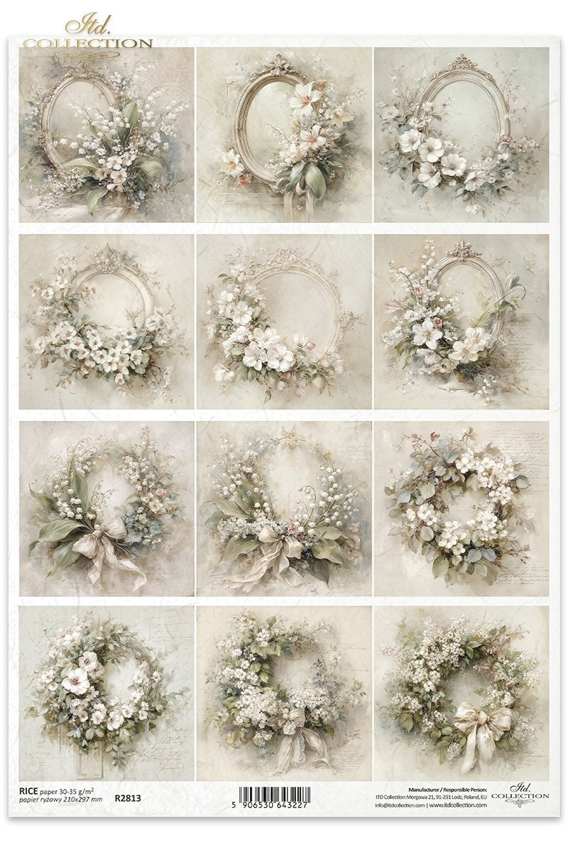 Decoupage Rice Paper - Frames and Wreaths