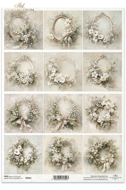 Decoupage Rice Paper - Frames and Wreaths