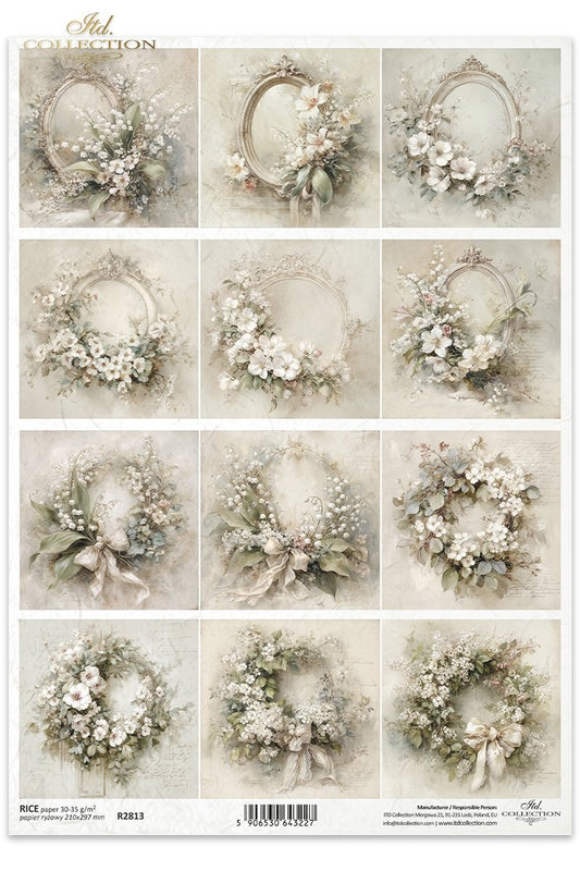 Decoupage Rice Paper - Frames and Wreaths