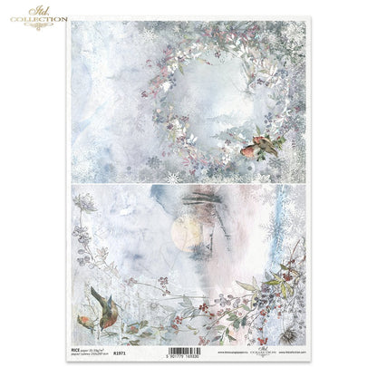 Decoupage Rice Paper - Frosty Birds