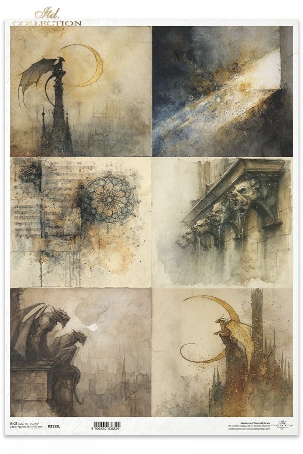 Decoupage Rice Paper - Gargoyles A3