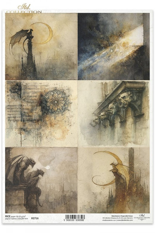 Decoupage Rice Paper - Gargoyles A4