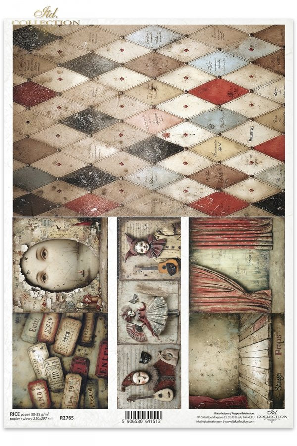 Decoupage Rice Paper - Harlequin Pattern IIA4