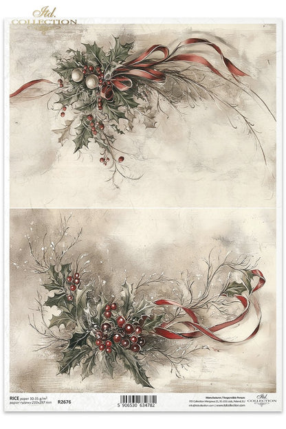 Decoupage Rice Paper - Holly