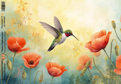 Decoupage Rice Paper - Hummingbird IV