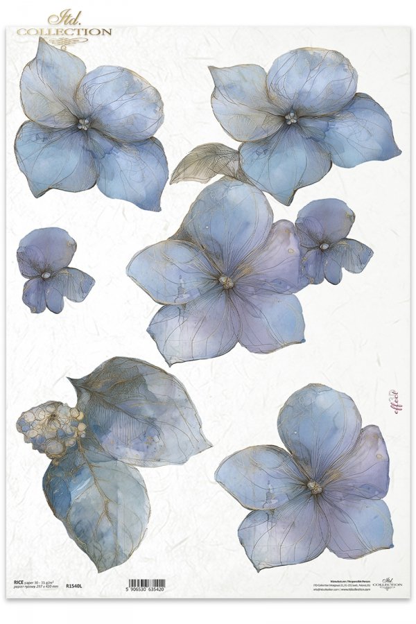 Decoupage Rice Paper - Hydrangea PetalsA3