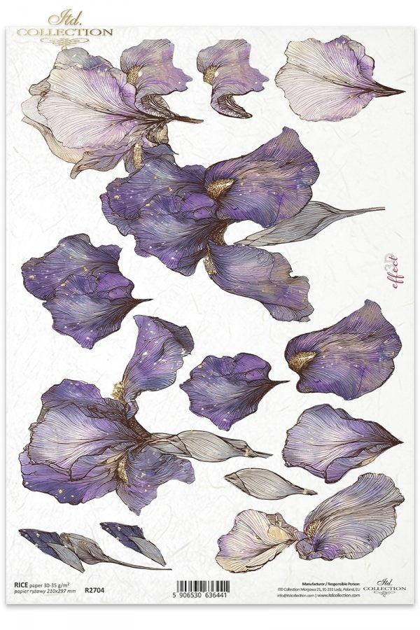 Decoupage Rice Paper - Iris PetalsA4