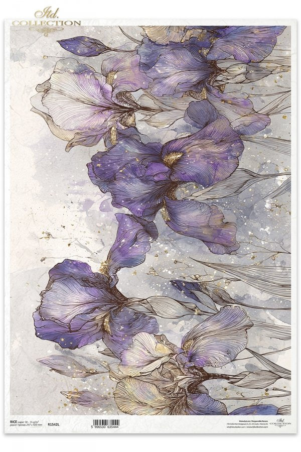 Decoupage Rice Paper - IrisesA3