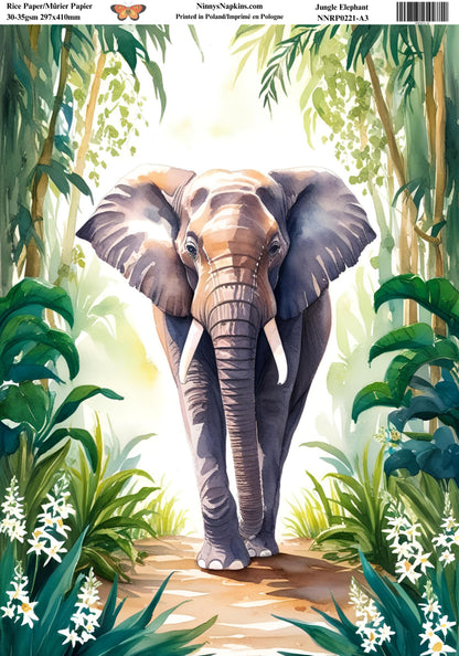 Decoupage Rice Paper - Jungle Elephant