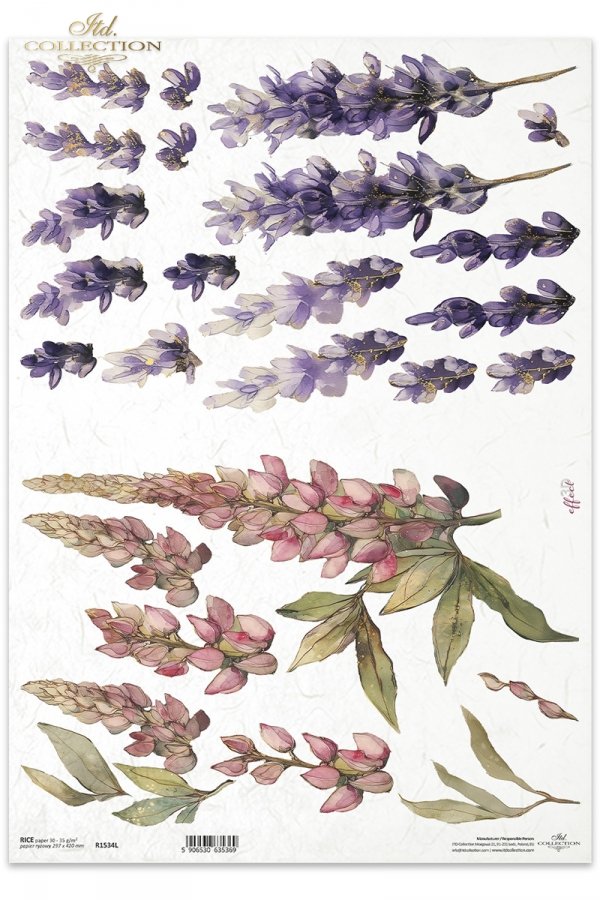 Decoupage Rice Paper - Lavender and LupinA3