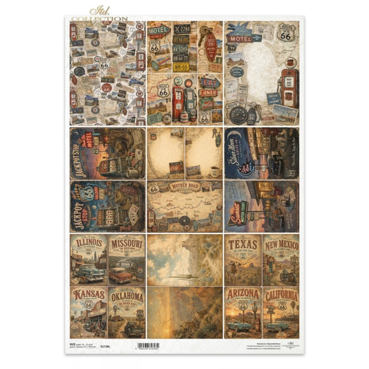 Decoupage Rice Paper - Legendary Route 66A3