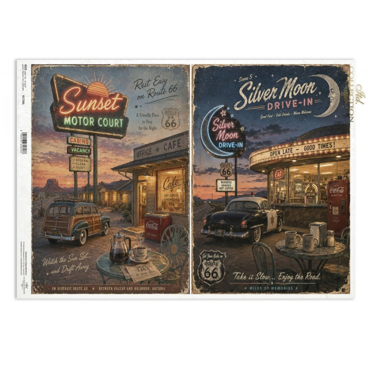 Decoupage Rice Paper - Legendary Route 66, MotelA3