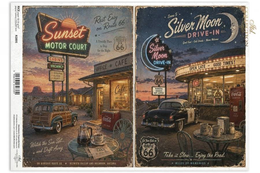 Decoupage Rice Paper - Legendary Route 66, MotelA4
