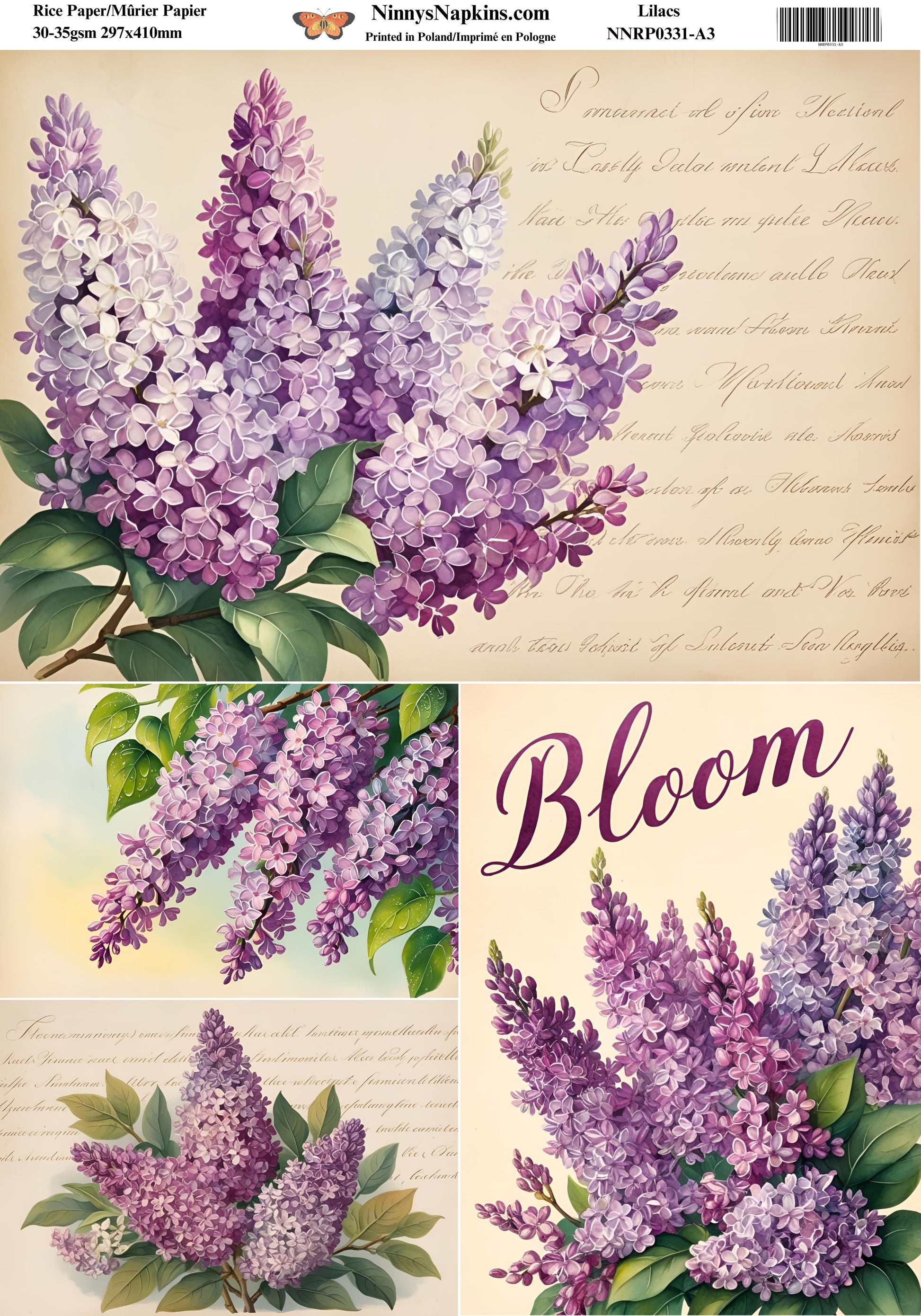 Decoupage Rice Paper - Lilacs