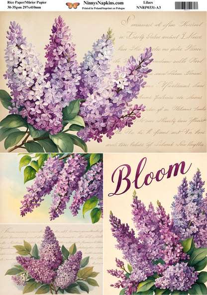 Decoupage Rice Paper - Lilacs
