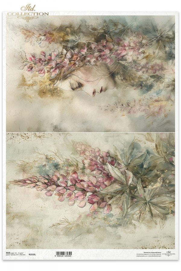 Decoupage Rice Paper - Lupin FlowersA3