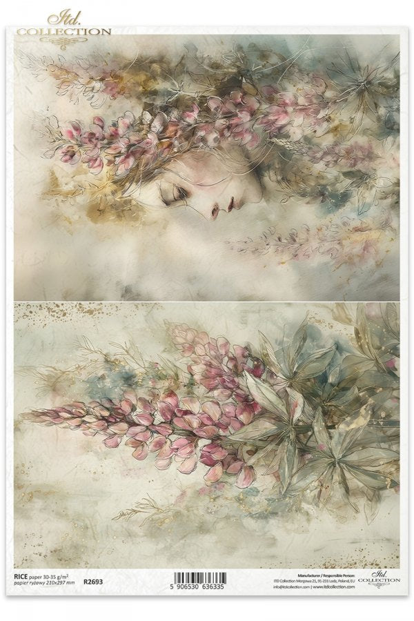 Decoupage Rice Paper - Lupin FlowersA4
