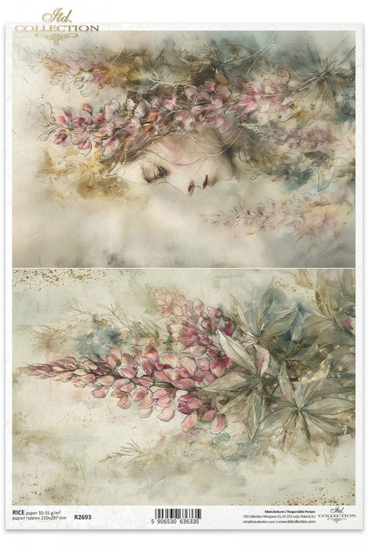 Decoupage Rice Paper - Lupin FlowersA4