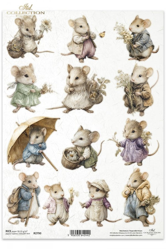Decoupage Rice Paper - Mice