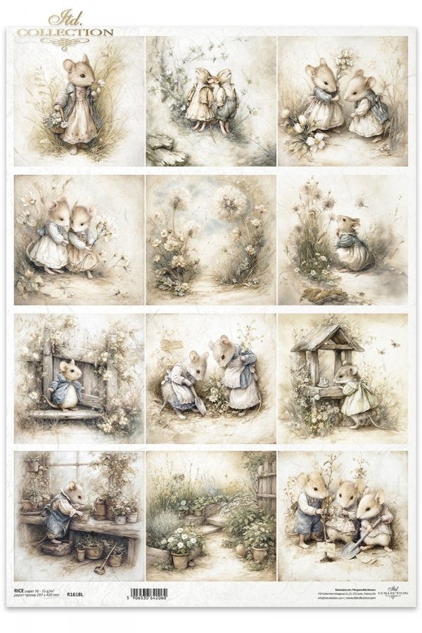 Decoupage Rice Paper - Mice IIA3