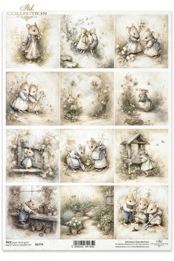 Decoupage Rice Paper - Mice IIA4