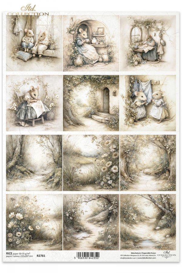 Decoupage Rice Paper - Mice IVA4