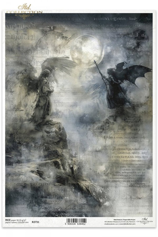 Decoupage Rice Paper - Moonlit Duel A4
